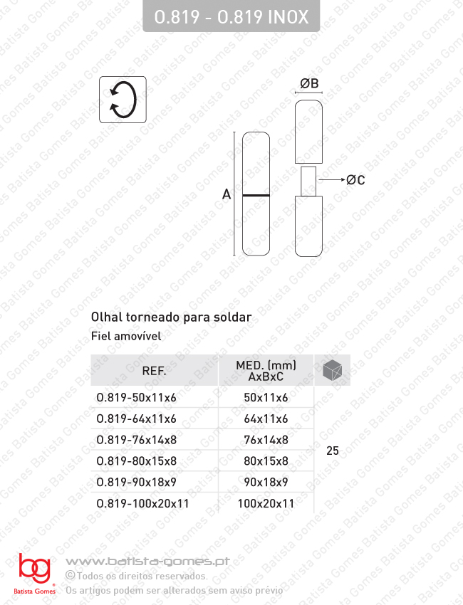 Olhal torneado para soldar - A�O / INOX